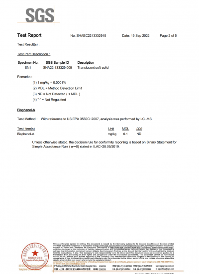 BPA FREE test report